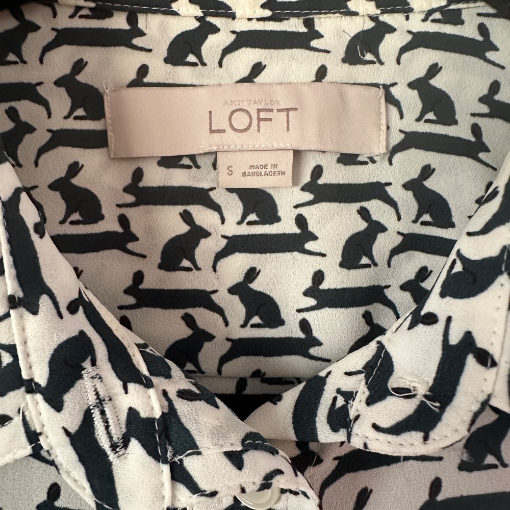 Flowy Rabbit Print Button Up Blouse - image 4